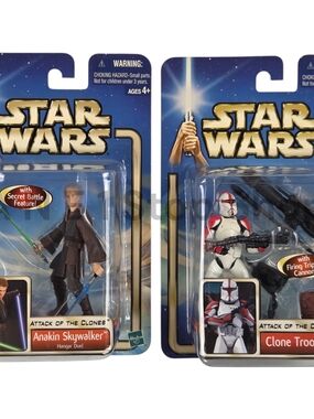 Star Wars AOTC Clone Trooper & Anakin Skywalker Figures SEALED - Hasbro 2002